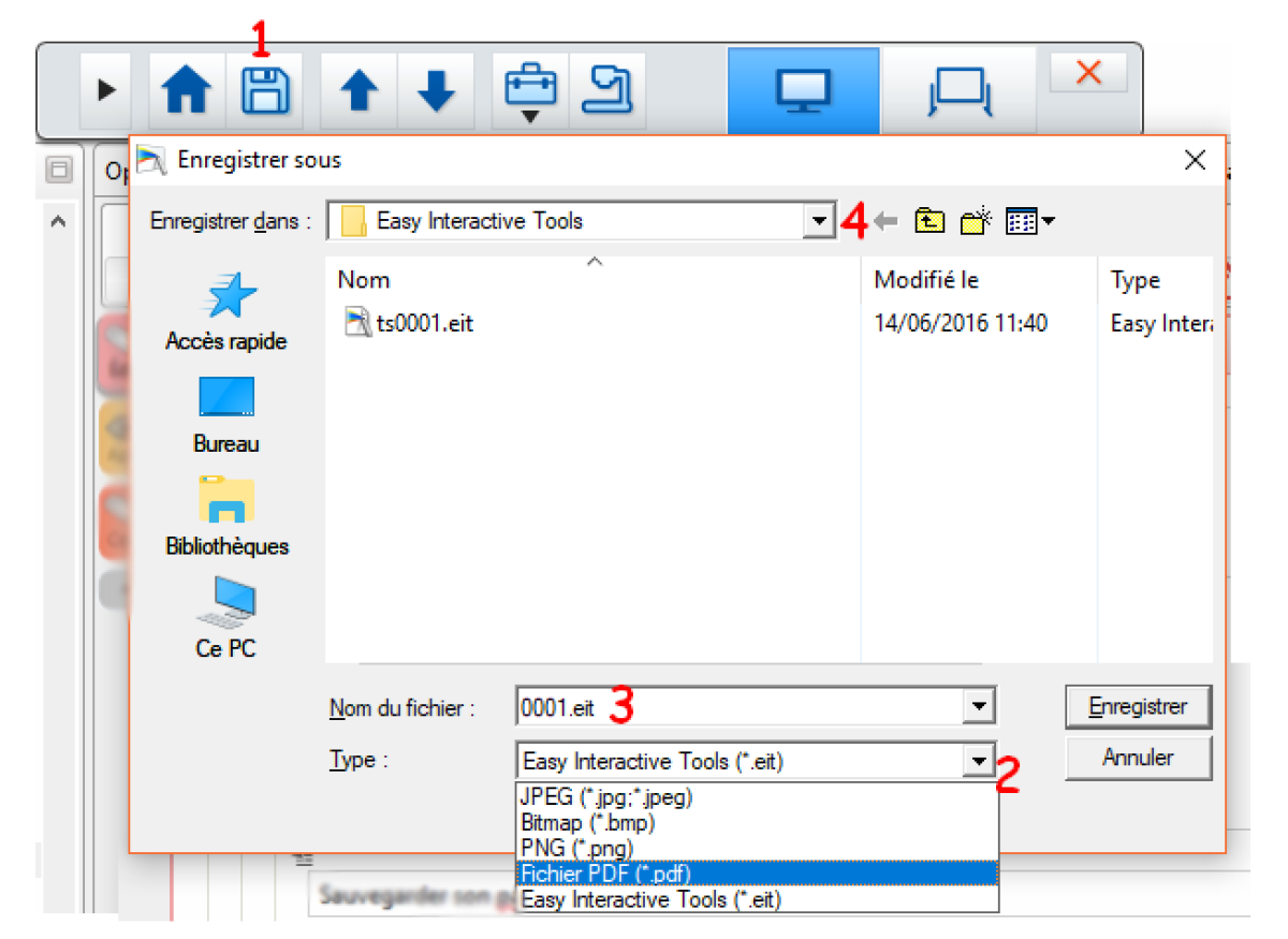 Enregistrement de pages en mode tableau blanc